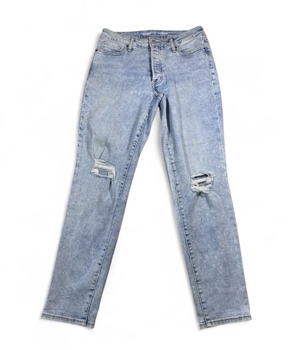 Old Navy Jeans Womens 10L Blue Acid Wash High Rise Button Fly OG Straight Denim
